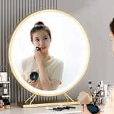 Mirrors: Touch Screen Table Desktop LED Light Vanity Mirror Makeup Mirror Round Mirror 40cm