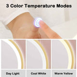Mirrors: Touch Screen Table Desktop LED Light Vanity Mirror Makeup Mirror Round Mirror 40cm