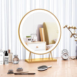 Mirrors: Touch Screen Table Desktop LED Light Vanity Mirror Makeup Mirror Round Mirror 40cm