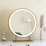 Mirrors: Touch Screen Table Desktop LED Light Vanity Mirror Makeup Mirror Round Mirror 40cm