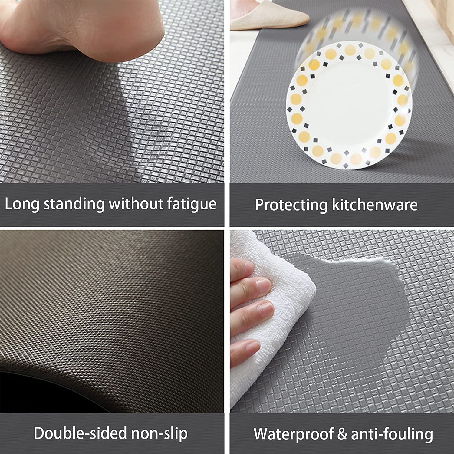 Table & Bar Stools: 150cm Kitchen Anti-Skid Anti Fatigue Pu Leather Floor mat, Kitchen Rug