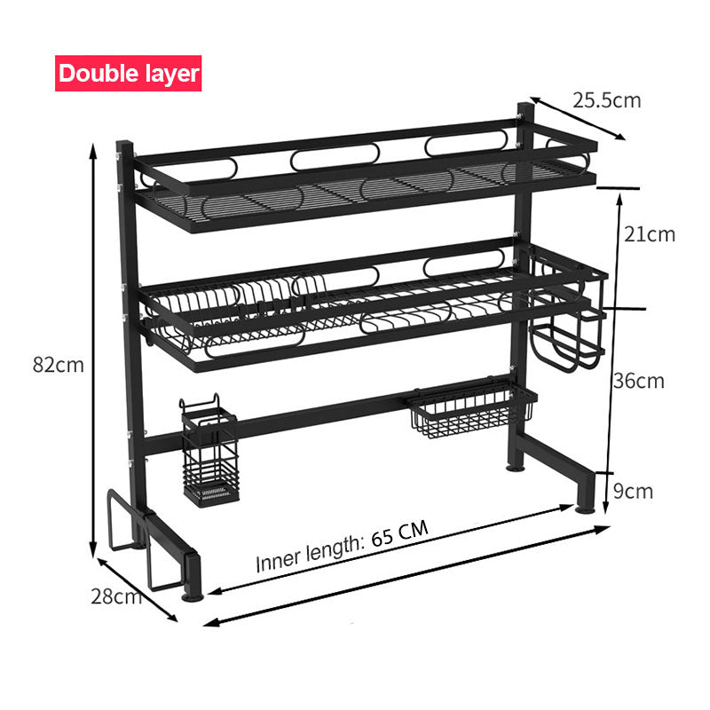 Kitchen & Bathroom DIY: 65cm 3 tier Over Single Sink Dish Drying Rack Drainer Kitchen Cutlery Holder Storage Organizer