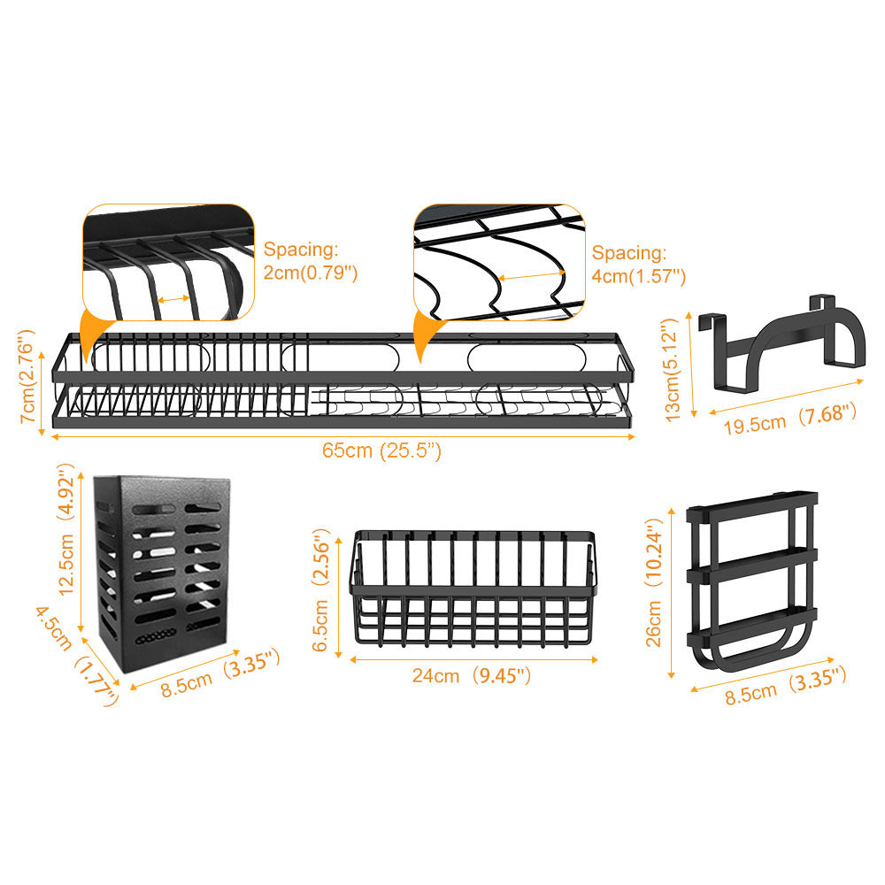 Kitchen & Bathroom DIY: 65cm 3 tier Over Single Sink Dish Drying Rack Drainer Kitchen Cutlery Holder Storage Organizer