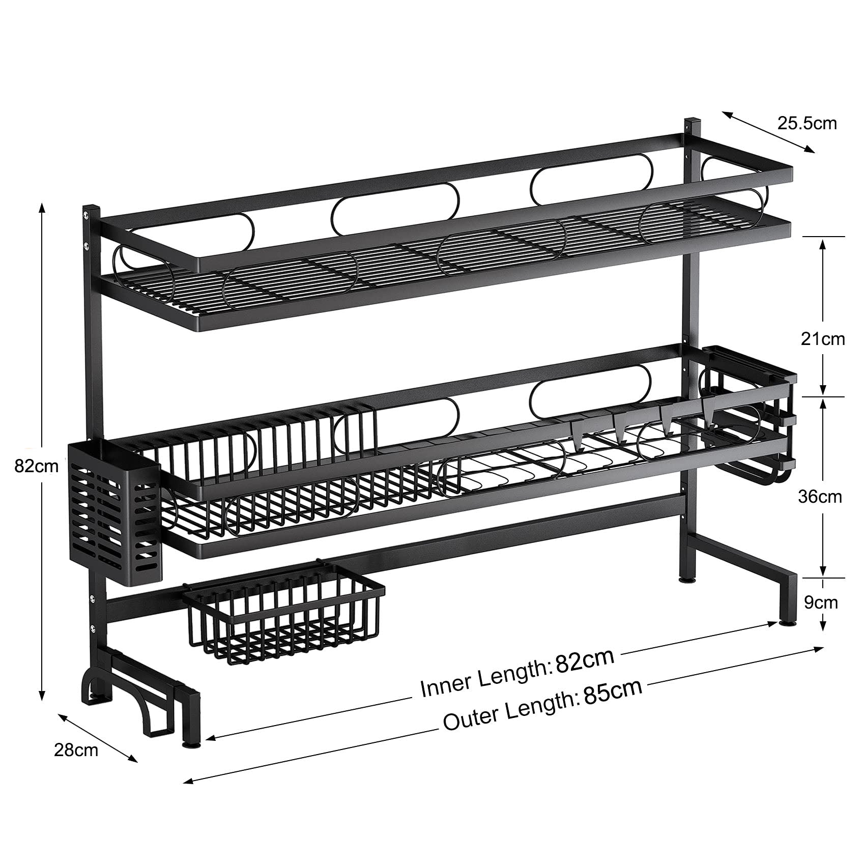 Kitchen & Bathroom DIY: 85cm 3 tier Over Sink Dish Drying Rack Drainer Kitchen Cutlery Holder Storage Organizer