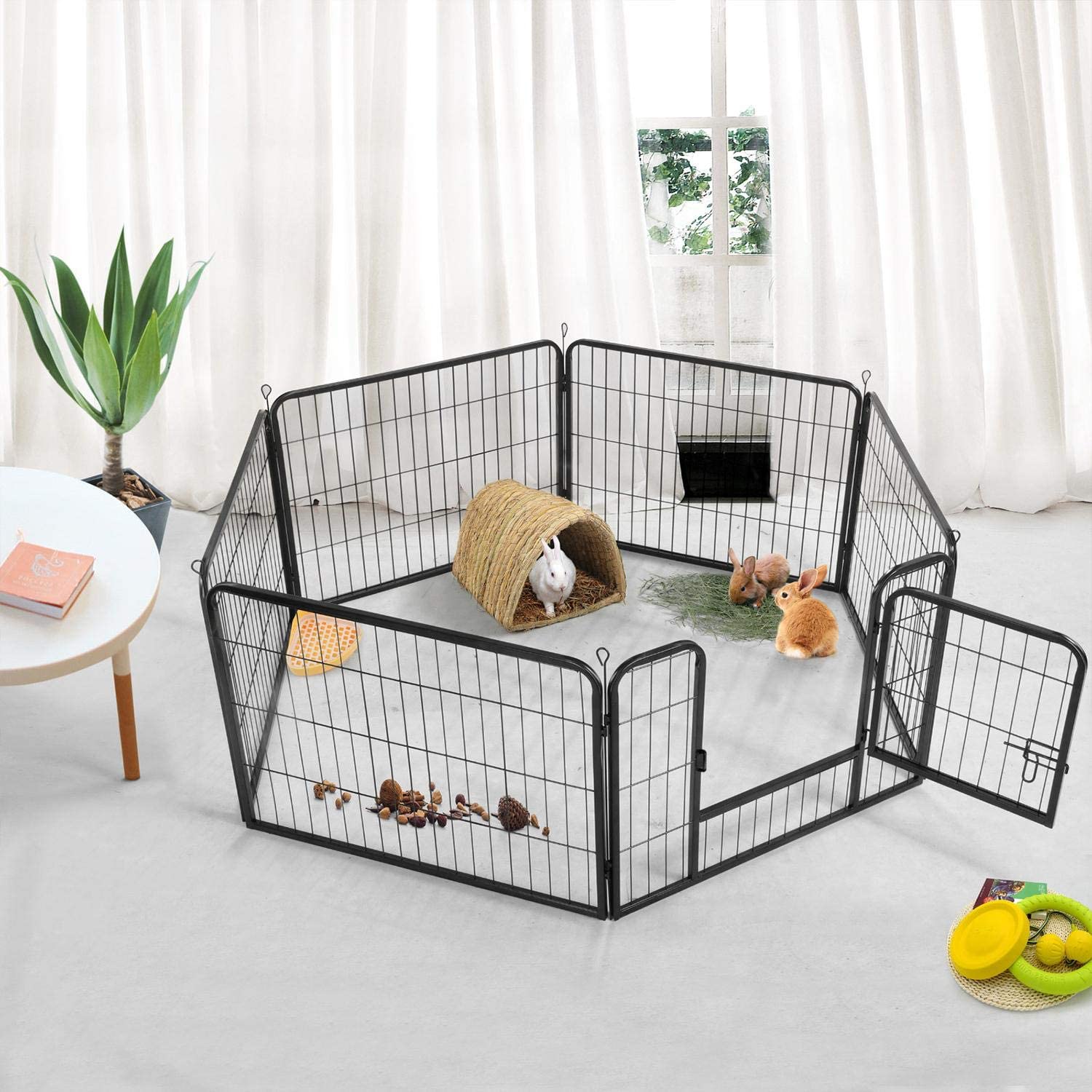 Dog Playpens & Gates: 6 Panel Pet Dog Cat Bunny Puppy Play pen Playpen 60x80 cm Exercise Cage Dog Panel Fence