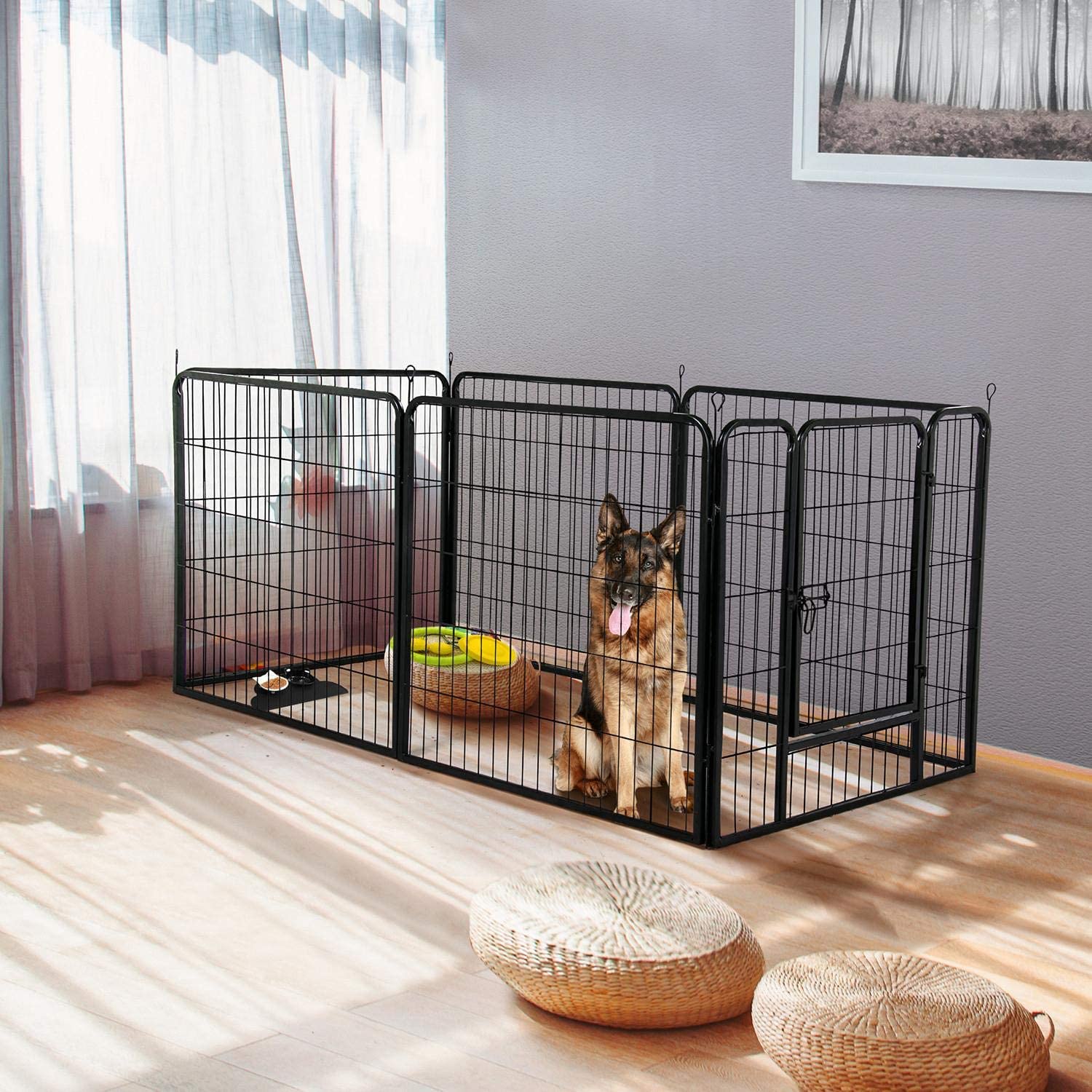 Dog Playpens & Gates: 6 Panel Pet Dog Cat Bunny Puppy Play pen Playpen 60x80 cm Exercise Cage Dog Panel Fence