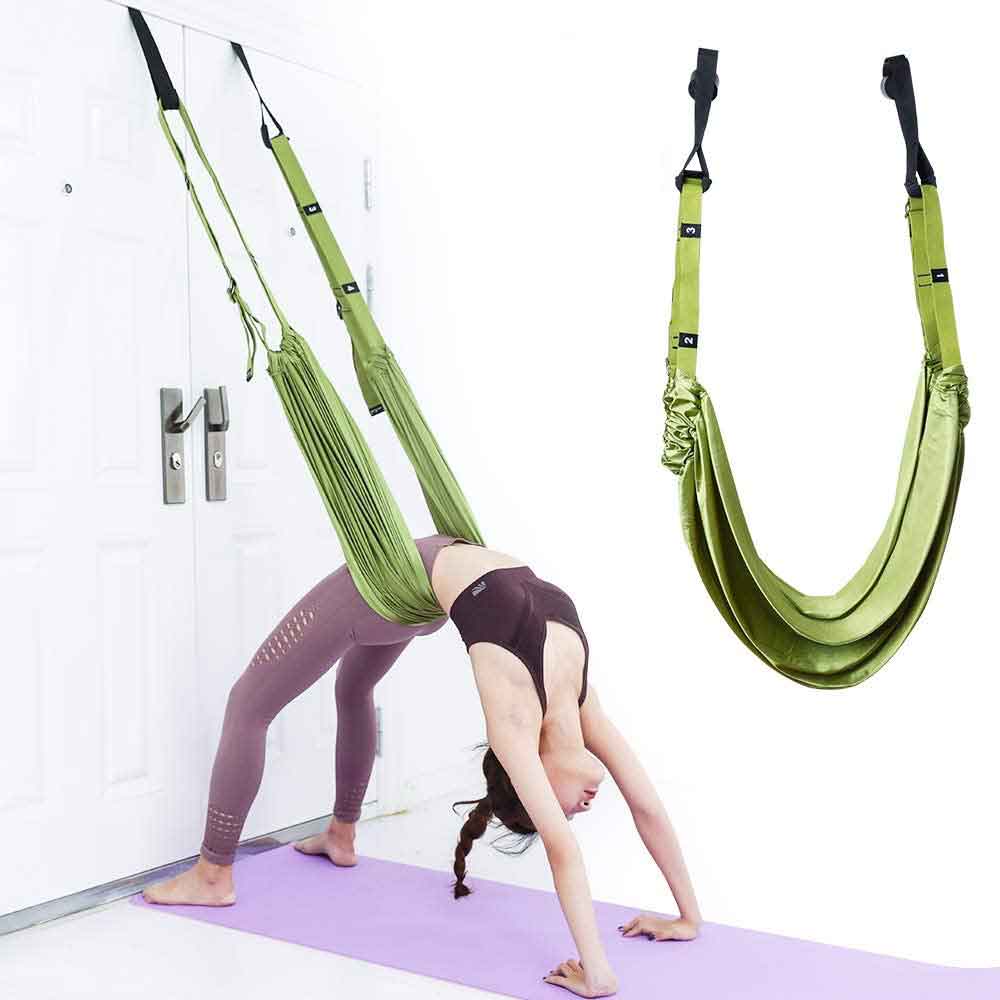 Gymnastics: Green Fitness Yoga Strap Band Waist Trainer Leg Door Swing Adjustable Ballet Dancer