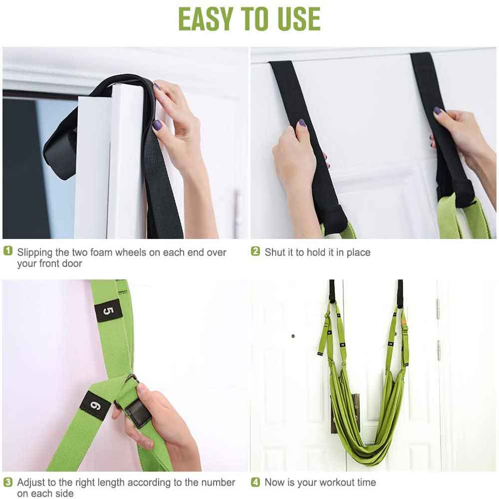 Gymnastics: Green Fitness Yoga Strap Band Waist Trainer Leg Door Swing Adjustable Ballet Dancer