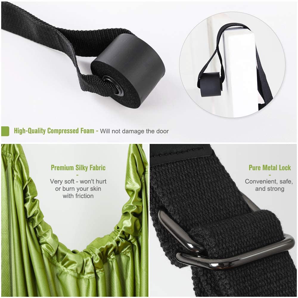 Gymnastics: Green Fitness Yoga Strap Band Waist Trainer Leg Door Swing Adjustable Ballet Dancer