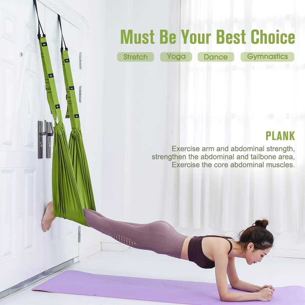 Gymnastics: Green Fitness Yoga Strap Band Waist Trainer Leg Door Swing Adjustable Ballet Dancer
