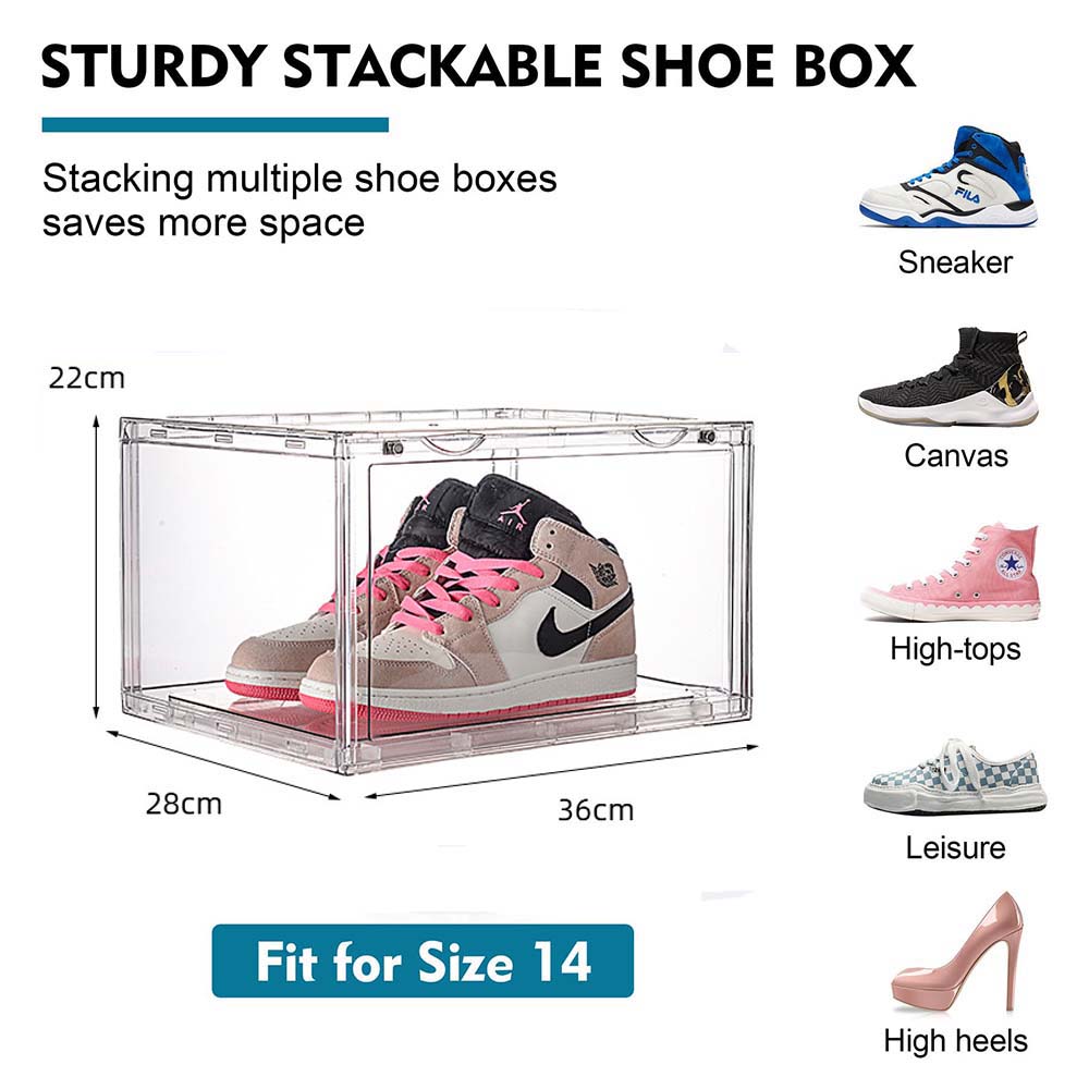 Storage Boxes: 1 Pack Large Acrylic Shoe Box Storage Side Door Open Stackable Boxes Transparent Clear Display Case