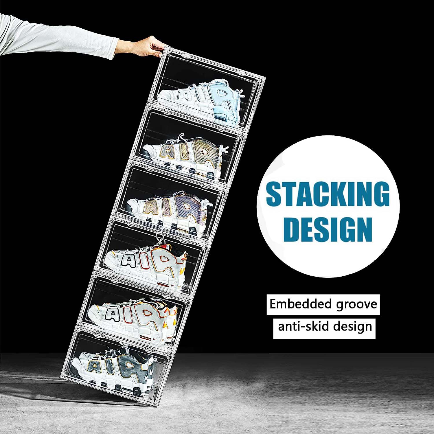 Storage Boxes: 1 Pack Large Acrylic Shoe Box Storage Side Door Open Stackable Boxes Transparent Clear Display Case