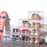Storage Boxes: 6 Pack Large Acrylic Shoe Box Storage Side Door Open Stackable Boxes Transparent Clear Display Case
