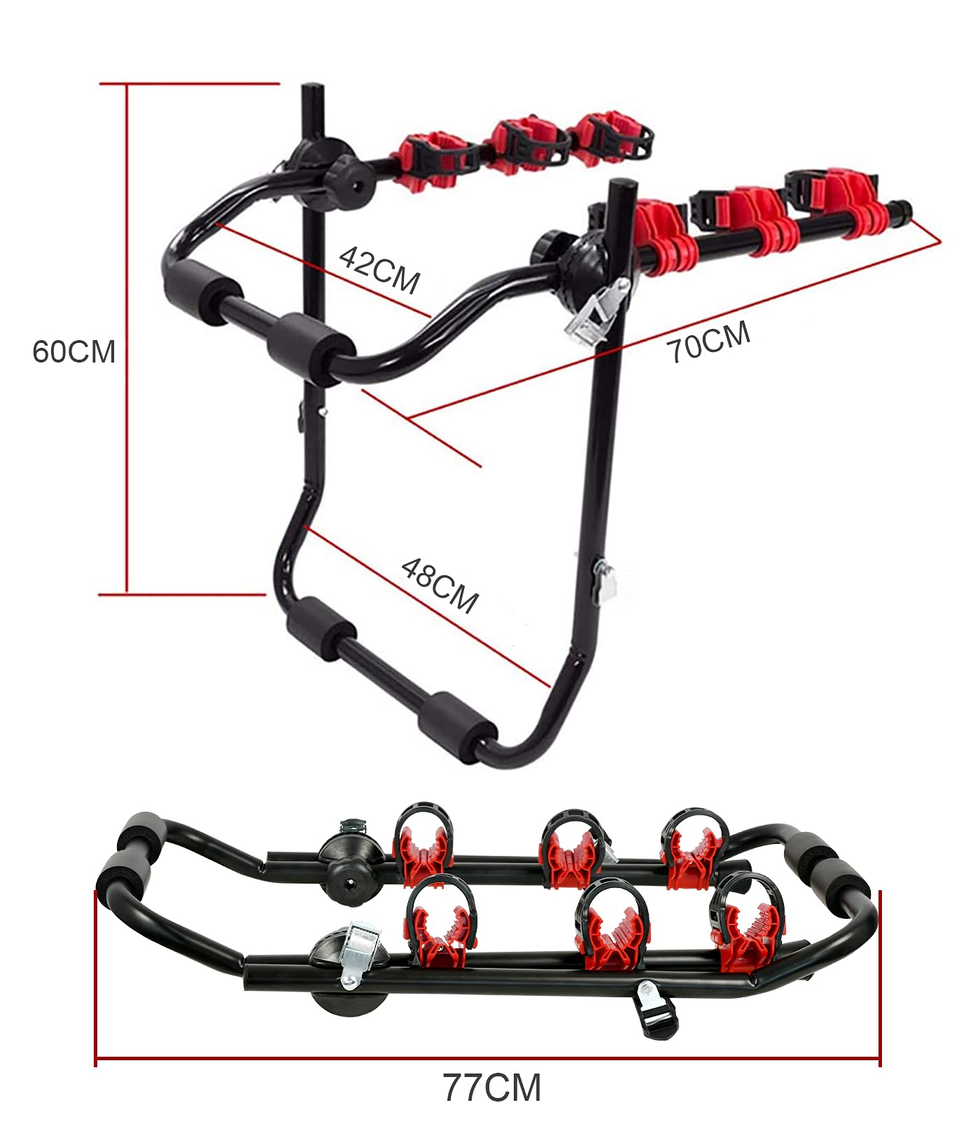 Bicycle Stands & Storage: 3 Bike Universal Cycle Bicycle Car Rear Carrier Rack Hanger Mount for Car Sedan Hatchback Minivan SUV