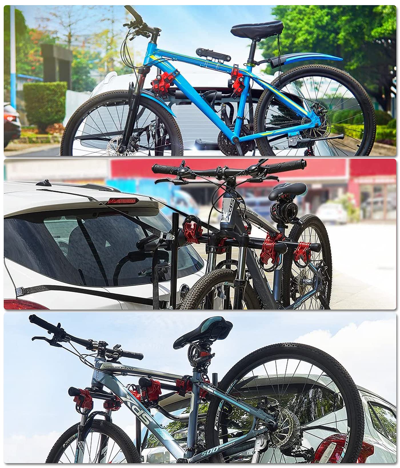 Bicycle Stands & Storage: 3 Bike Universal Cycle Bicycle Car Rear Carrier Rack Hanger Mount for Car Sedan Hatchback Minivan SUV