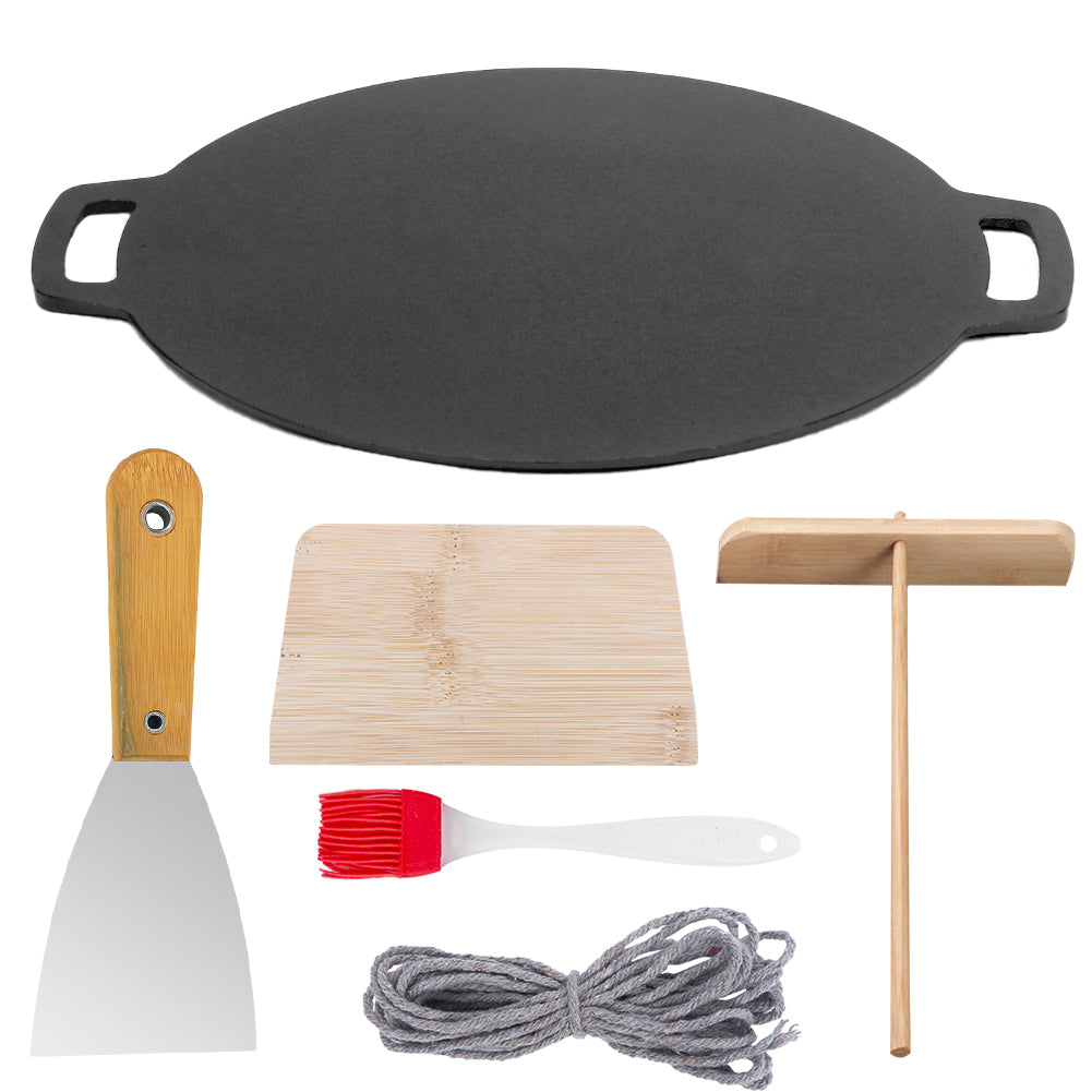 Skillets & Frying Pans: 28cm Seasoned Cast Iron Induction Crepes Pan Baking Pancake Tool Pizza Bakeware