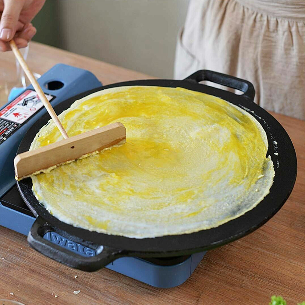 Skillets & Frying Pans: 28cm Seasoned Cast Iron Induction Crepes Pan Baking Pancake Tool Pizza Bakeware