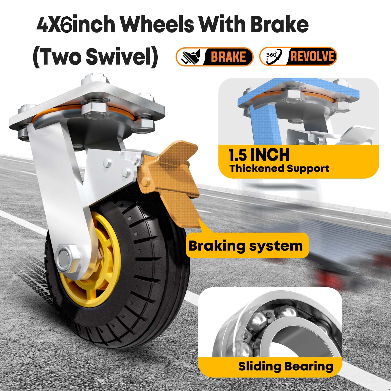 Traffic Control & Parking Tools: 1000KG Capacity Heavy Duty Foldable Platform Truck Flatbed Push Cart Steel Dolly Trolley Cart Brake