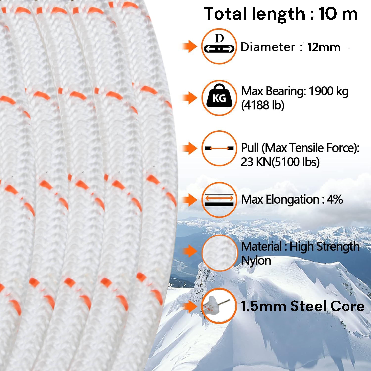 Automotive Repair & Speciality Tools: 12mm 10m Safety Climbing Rope Nylon Rock Static Outdoor Boat Anchor Marine Rope Dock Lines Rope