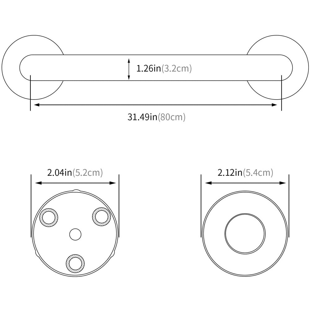 Mobility & Accessibility: 80cm Stainless Steel Handle for Shower Toilet Grab Bar Handle Bathroom Stairway Handrail Elderly Senior Assist