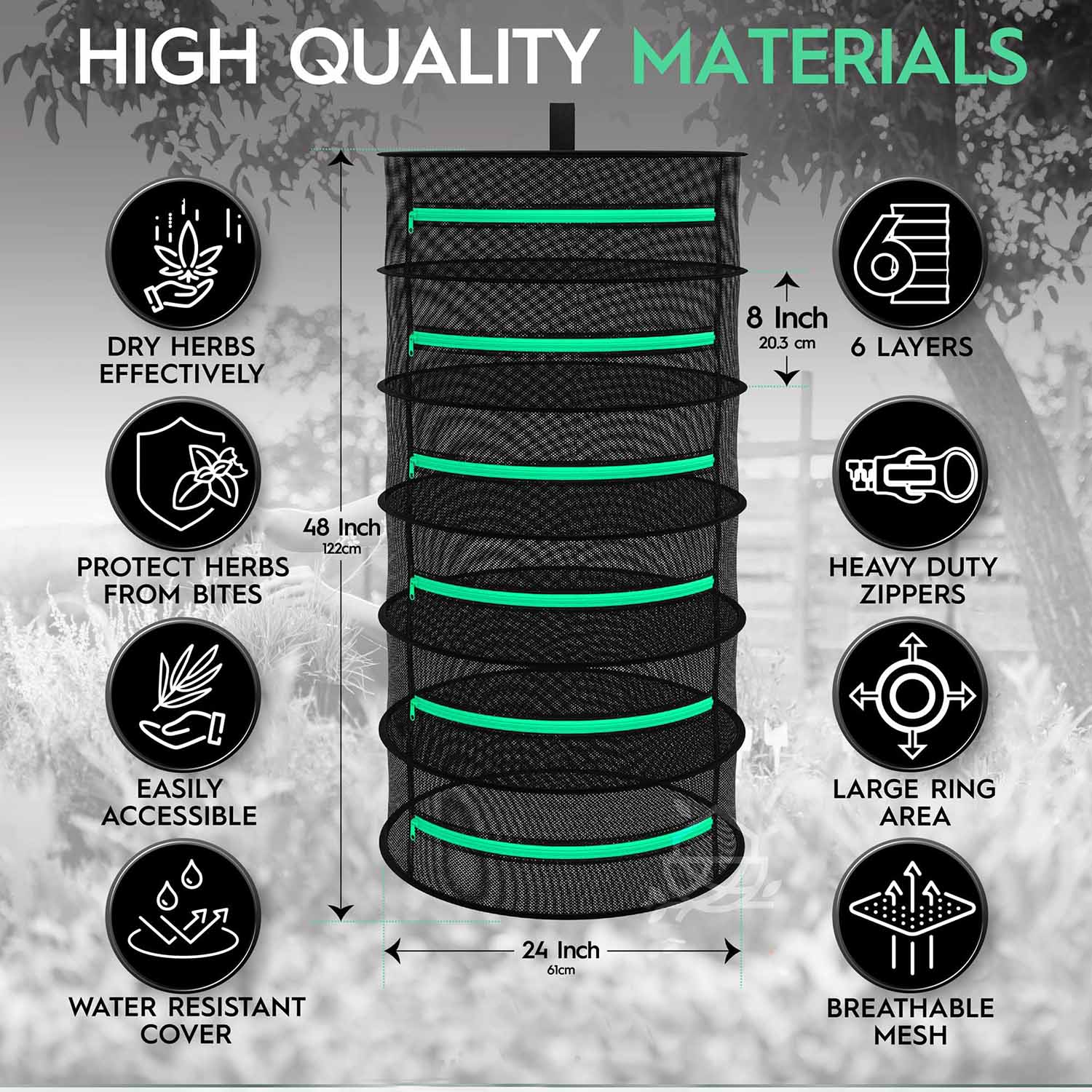 Grow Bags: 6-Layer 120cm Foldable Herb Vegetable Fruit Drying Dehydrating Rack Mesh Hanging Dryer