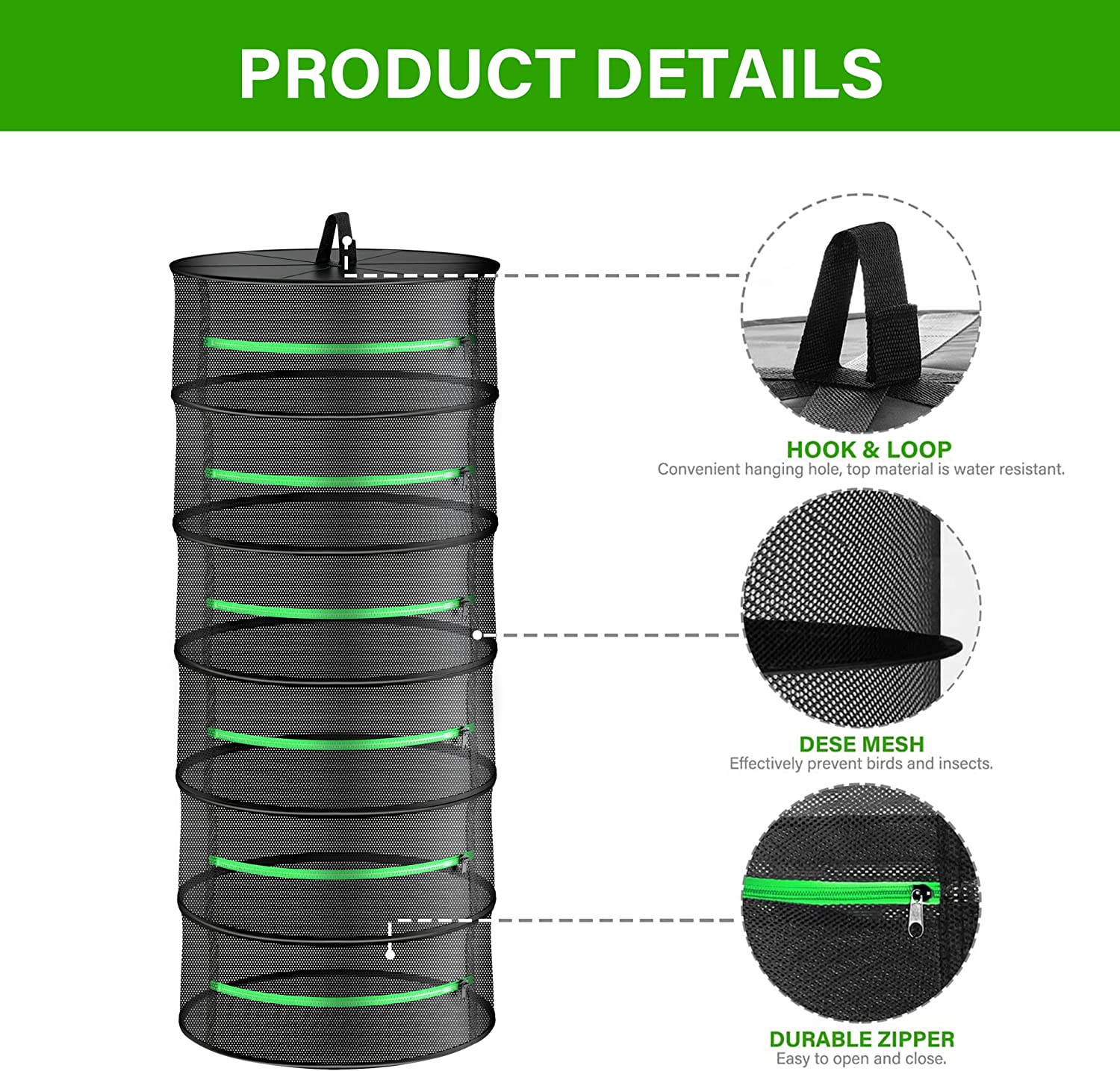 Grow Bags: 6-Layer 120cm Foldable Herb Vegetable Fruit Drying Dehydrating Rack Mesh Hanging Dryer