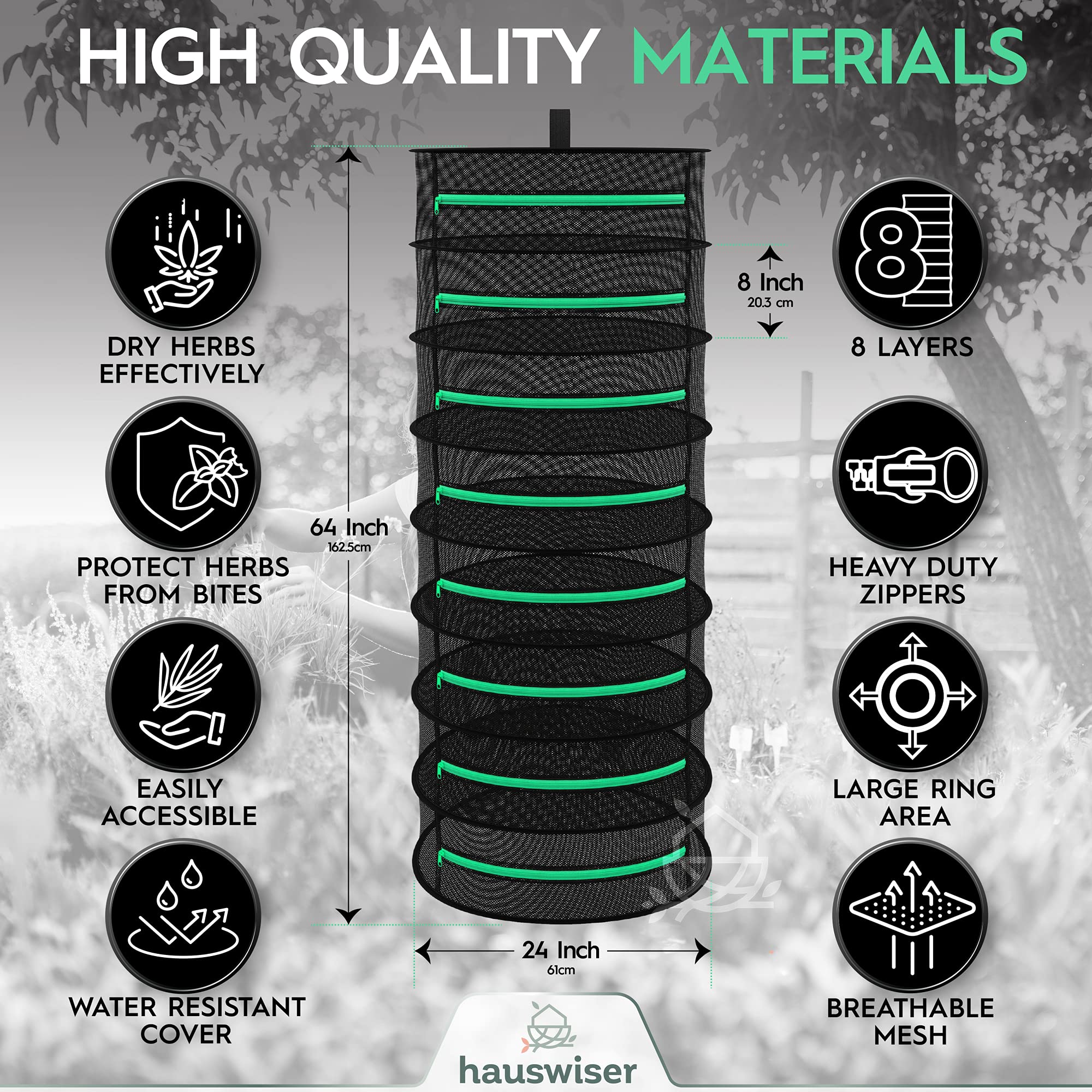 Grow Bags: 8-Layer 162cm Foldable Herb Vegetable Fruit Drying Dehydrating Rack Mesh Hanging Dryer