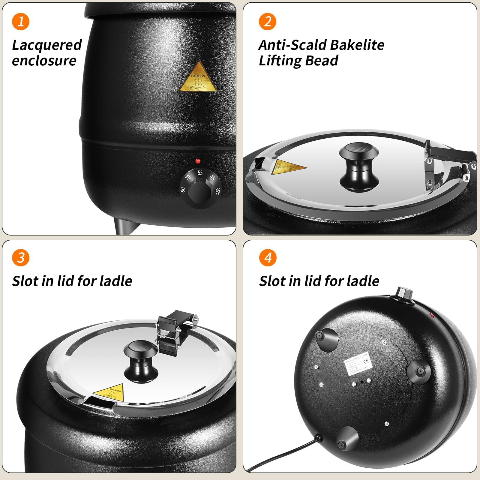 Food Warmers & Chafing Dishes: 10L Restaurant Electric Buffet Food Warmer Commercial Food Warmers Soup Warmer Black