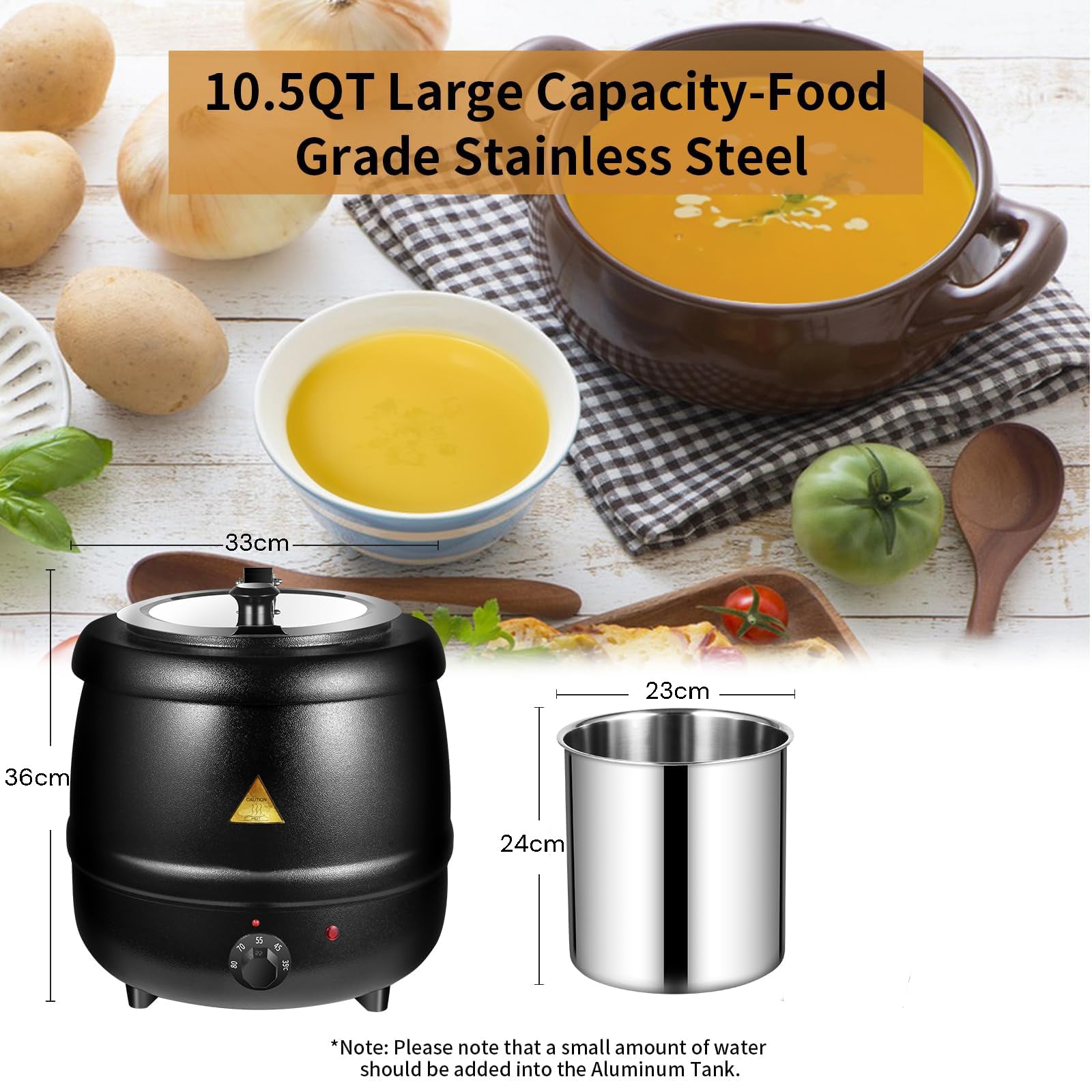 Food Warmers & Chafing Dishes: 10L Restaurant Electric Buffet Food Warmer Commercial Food Warmers Soup Warmer Black