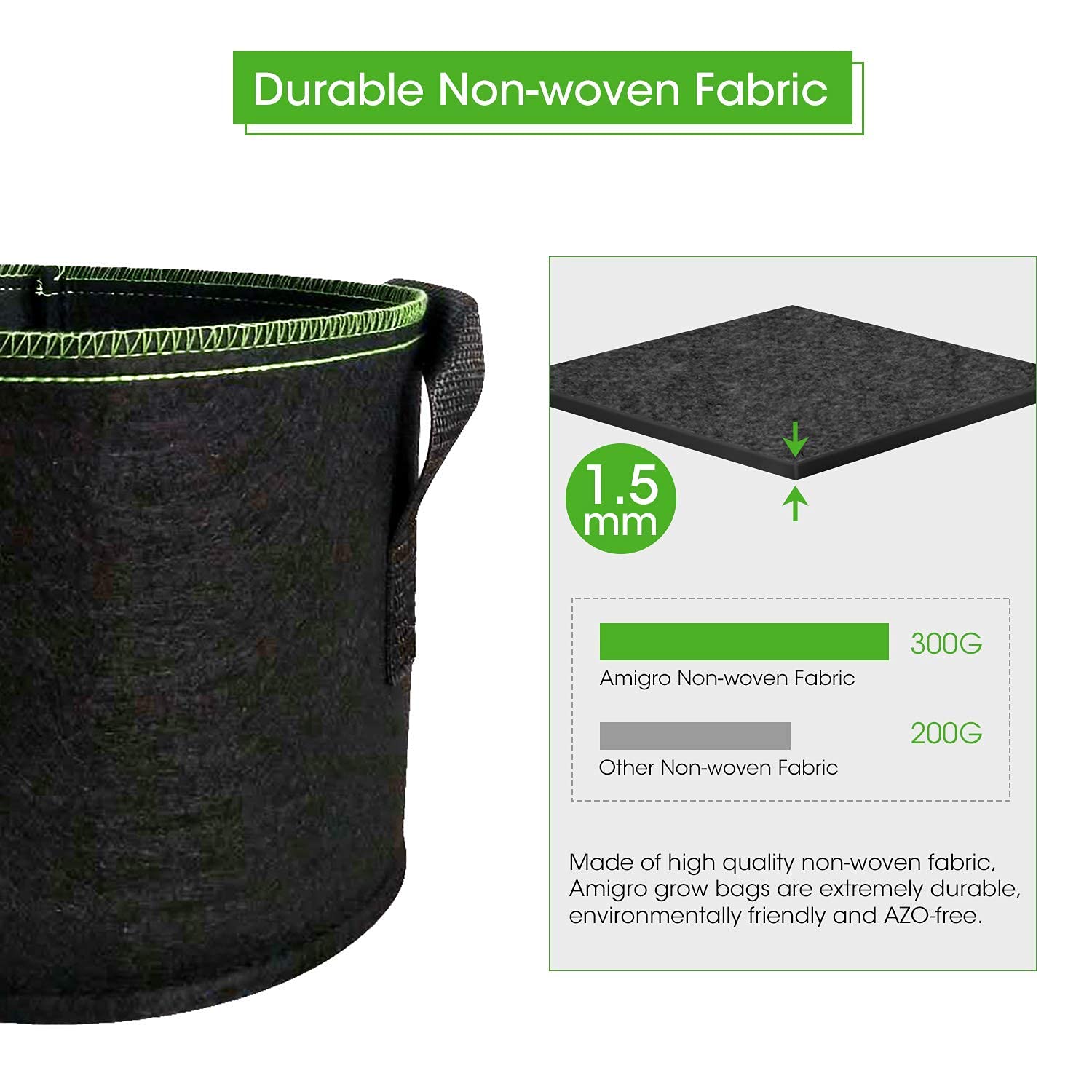 Grow Bags: 5-Pack 10 Gallons Plant Grow Bag Flower Container Pots with Handles Garden Planter