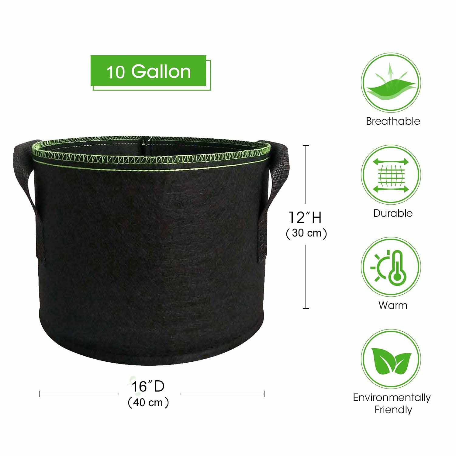 Grow Bags: 5-Pack 10 Gallons Plant Grow Bag Flower Container Pots with Handles Garden Planter