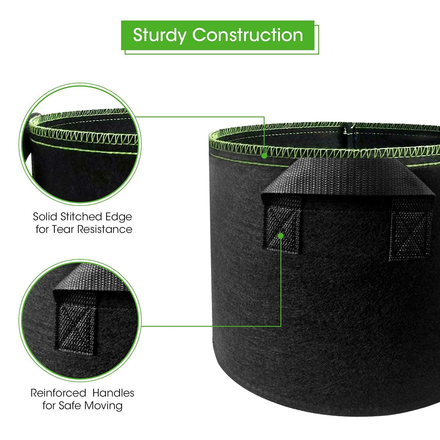 Grow Bags: 5-Pack 10 Gallons Plant Grow Bag Flower Container Pots with Handles Garden Planter