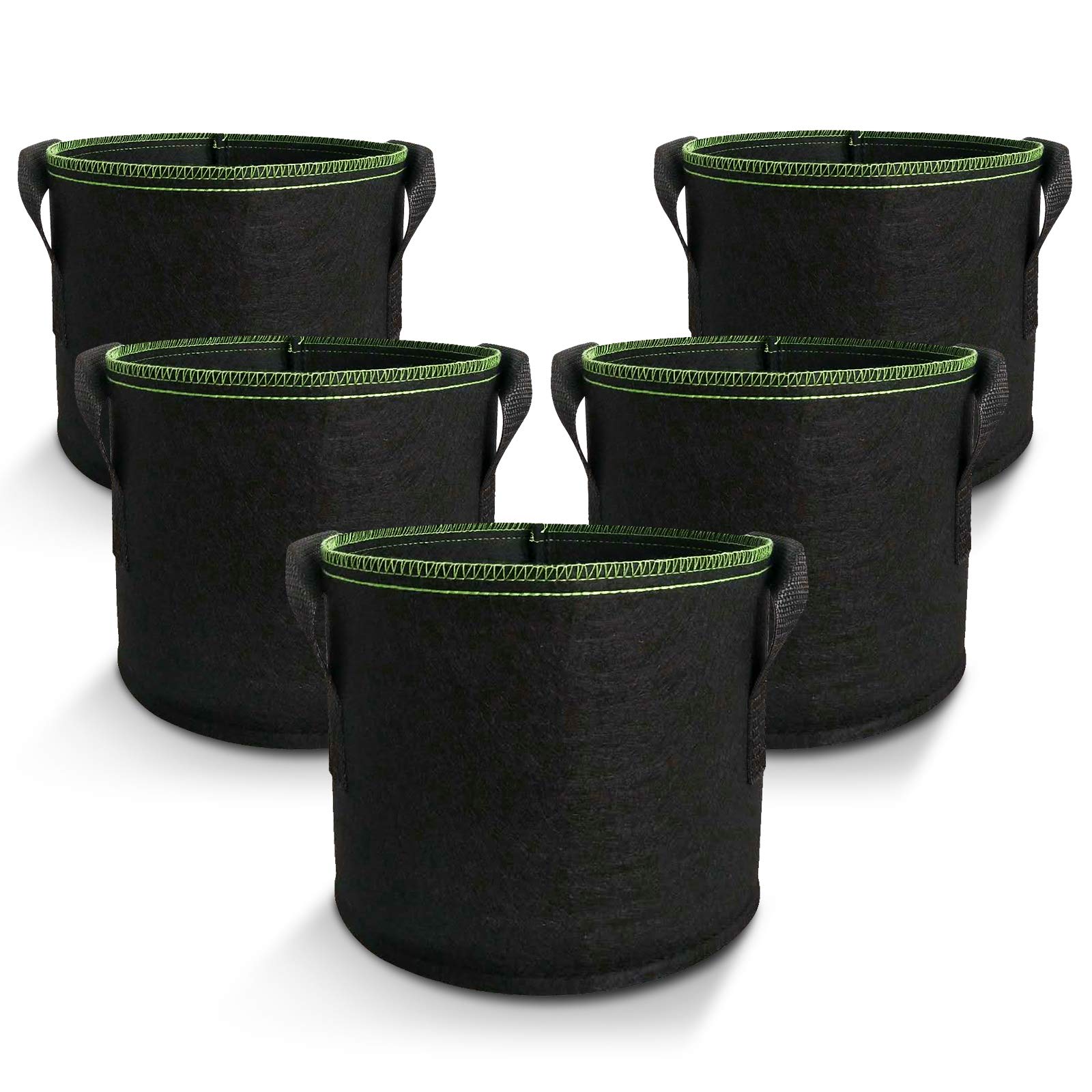 Grow Bags: 5-Pack 5 Gallons Plant Grow Bag Flower Container Pots with Handles Garden Planter