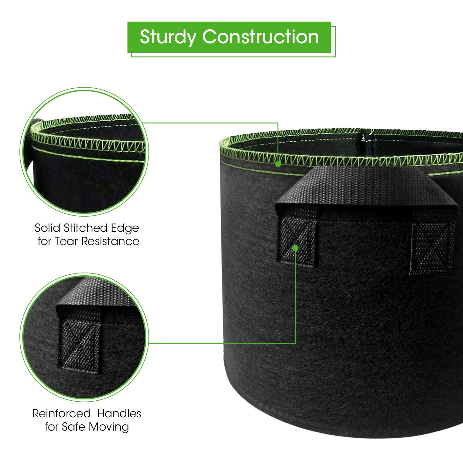 Grow Bags: 5-Pack 5 Gallons Plant Grow Bag Flower Container Pots with Handles Garden Planter