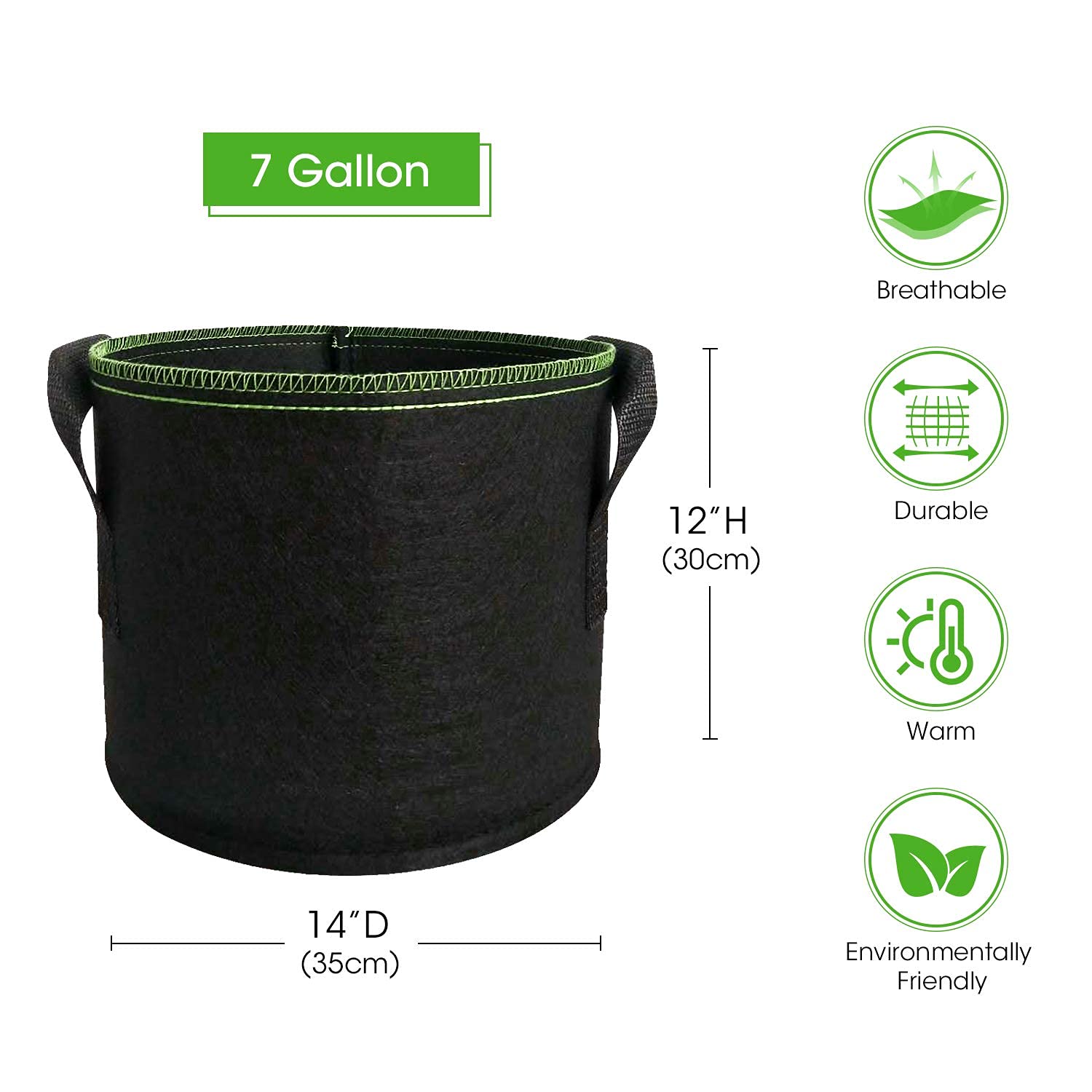 Grow Bags: 5-Pack 5 Gallons Plant Grow Bag Flower Container Pots with Handles Garden Planter