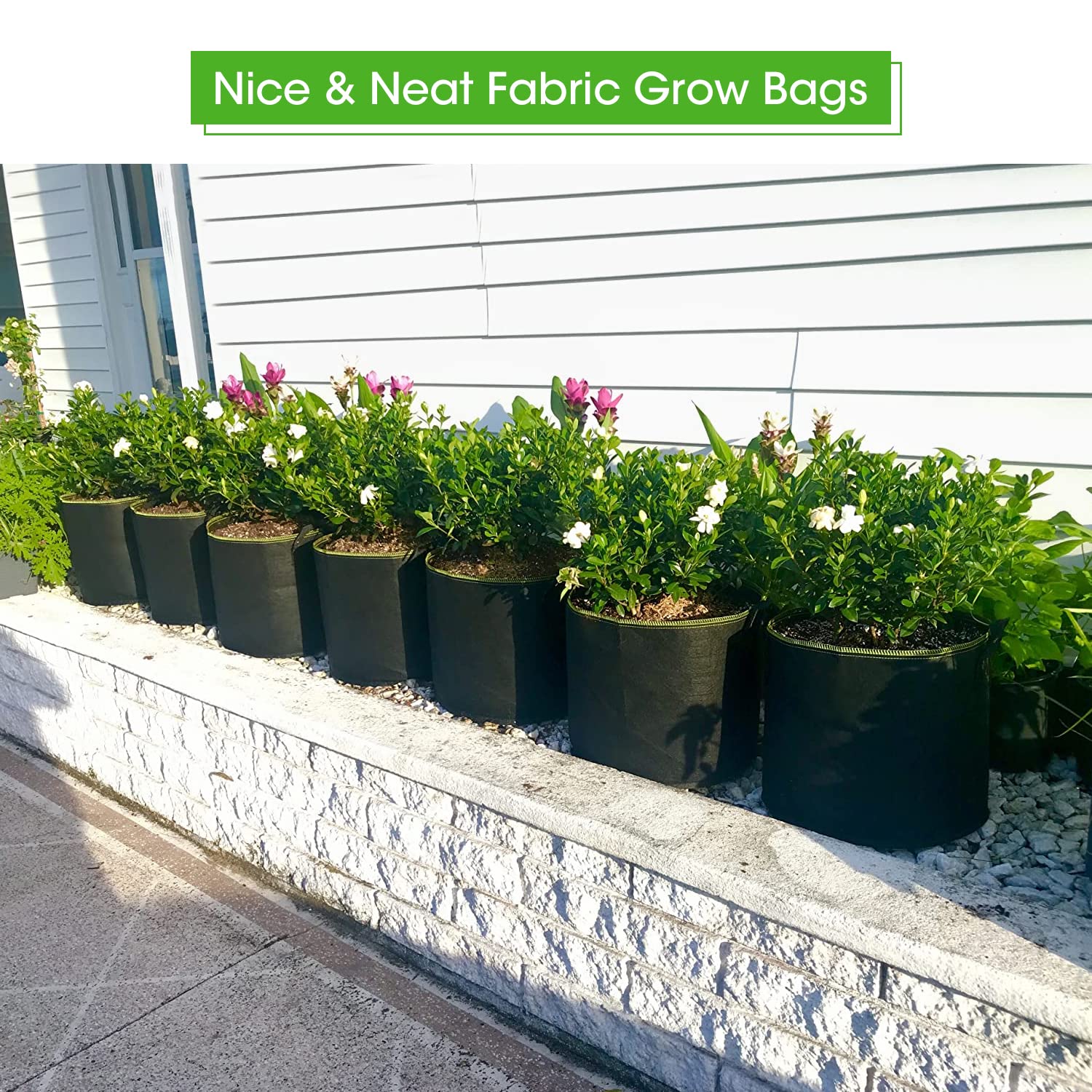 Grow Bags: 5-Pack 5 Gallons Plant Grow Bag Flower Container Pots with Handles Garden Planter
