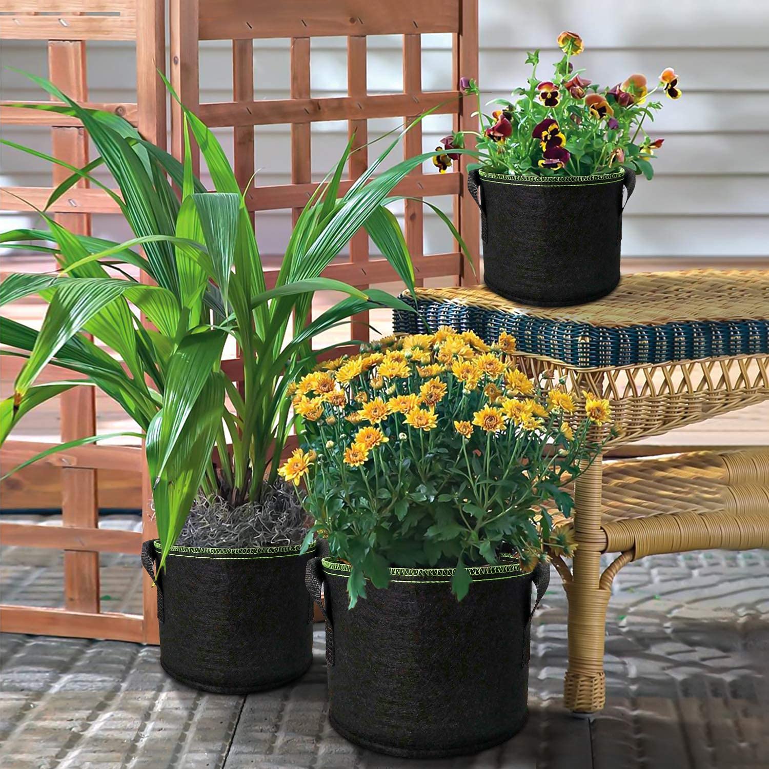 Grow Bags: 5-Pack 5 Gallons Plant Grow Bag Flower Container Pots with Handles Garden Planter