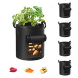 Grow Bags: 5-Pack 10 Gallons Plant Grow Bag Potato Container Pots with Handles Garden Planter Black