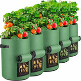 Grow Bags: 5-Pack 5 Gallons Plant Grow Bag Potato Container Pots with Handles Garden Planter