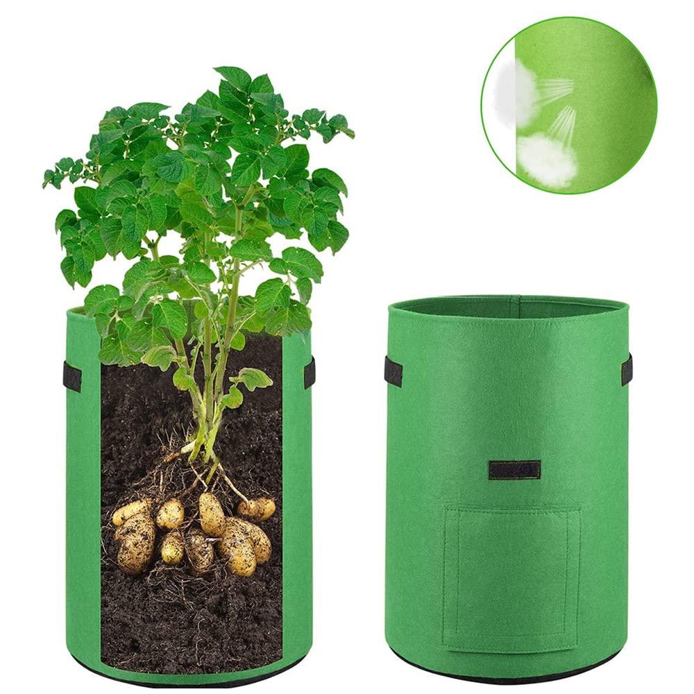 Grow Bags: 5-Pack 5 Gallons Plant Grow Bag Potato Container Pots with Handles Garden Planter