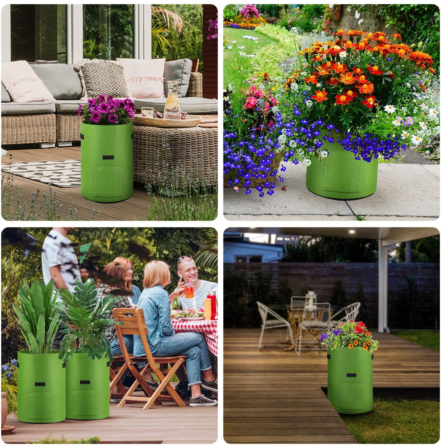 Grow Bags: 5-Pack 5 Gallons Plant Grow Bag Potato Container Pots with Handles Garden Planter