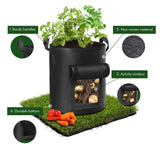 Grow Bags: 5-Pack 7 Gallons Plant Grow Bag Potato Container Pots with Handles Garden Planter Black