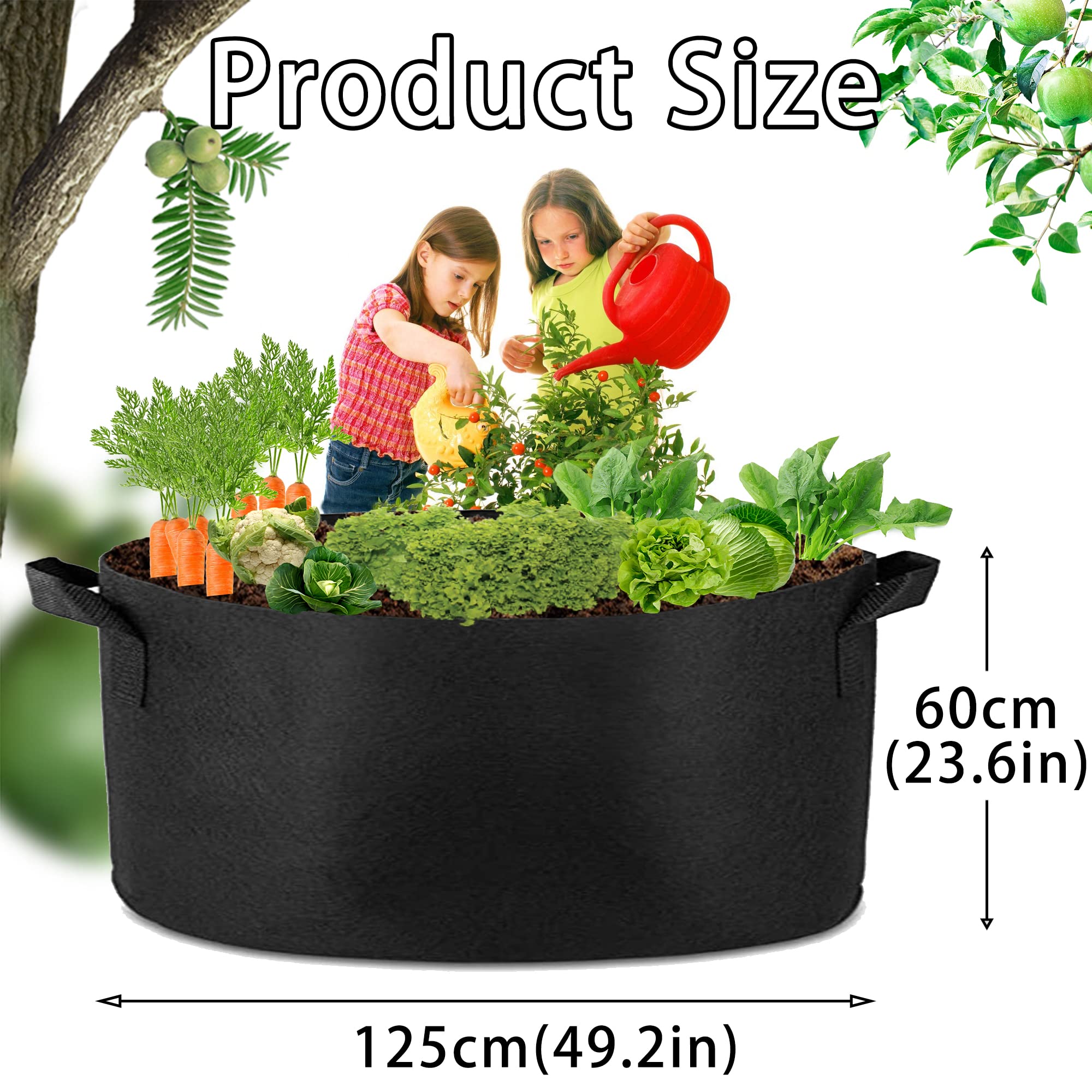 Kitchen & Bathroom DIY: 1 Pack 100 Gallon 100cm 50cm Grow Bag Heavy Duty Thickened Plant Pots with Handles for Farming Gardening Tree