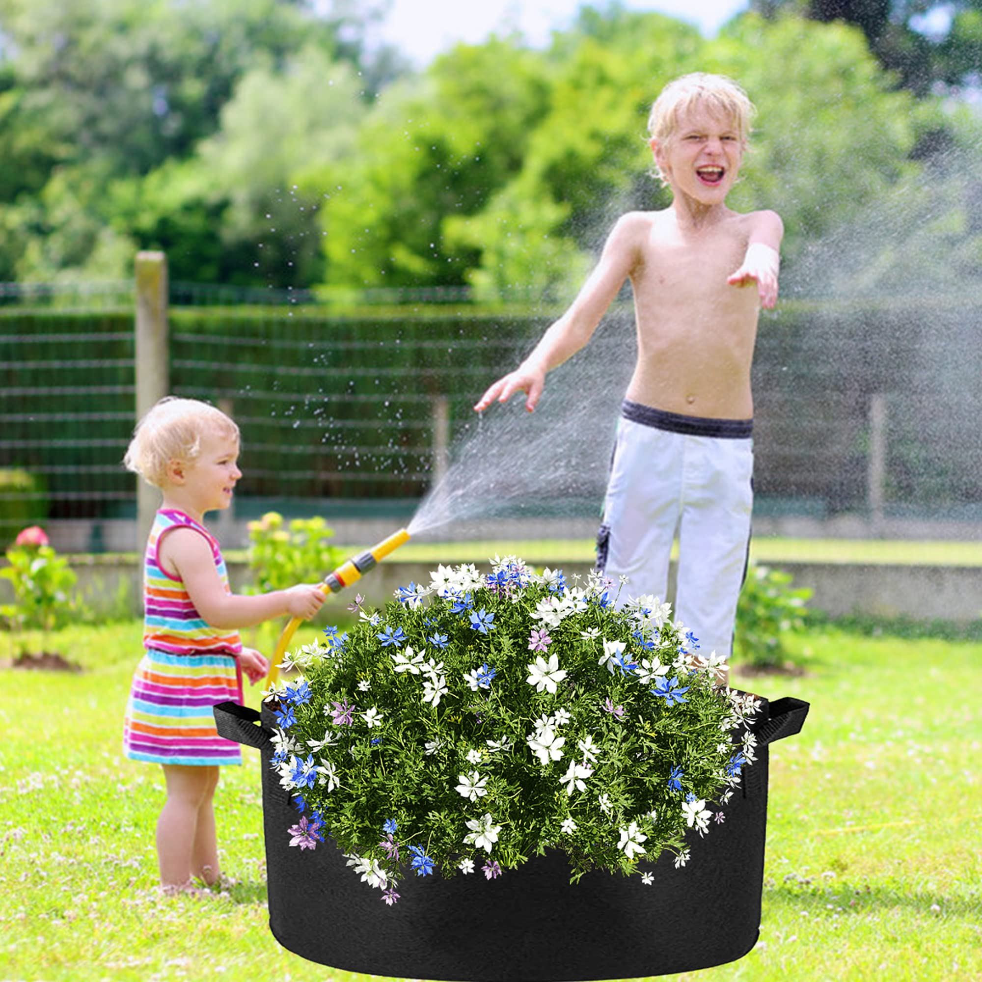 Kitchen & Bathroom DIY: 1 Pack 100 Gallon 100cm 50cm Grow Bag Heavy Duty Thickened Plant Pots with Handles for Farming Gardening Tree