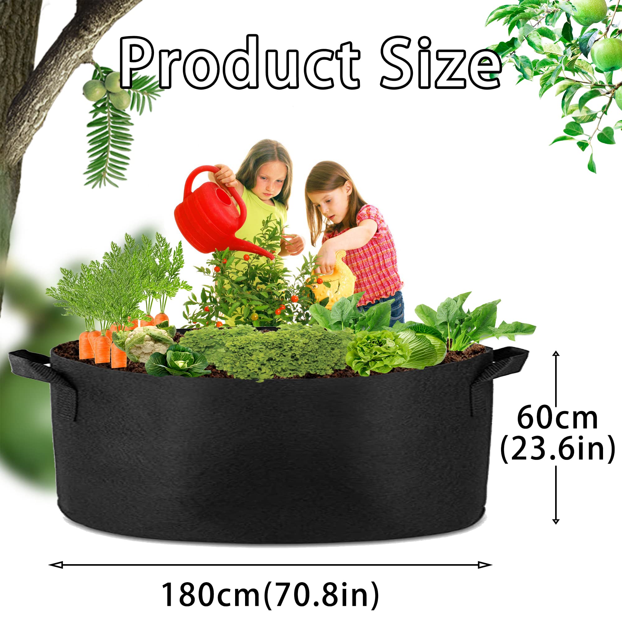Kitchen & Bathroom DIY: 1 Pack 400 Gallon 180cm 60cm Grow Bag Heavy Duty Thickened Plant Pots with Handles for Farming Gardening Tree