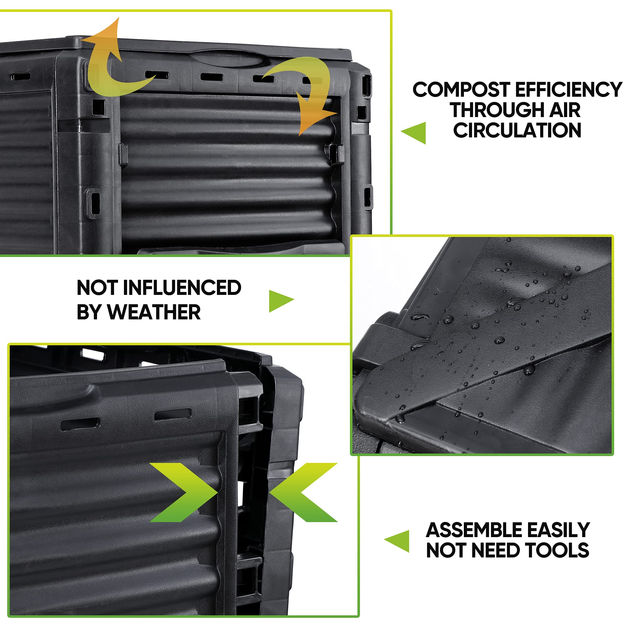 Gardening Tools: 300L Large Garden Outdoor Compost Bin Composter BPA Free Compost Barrel