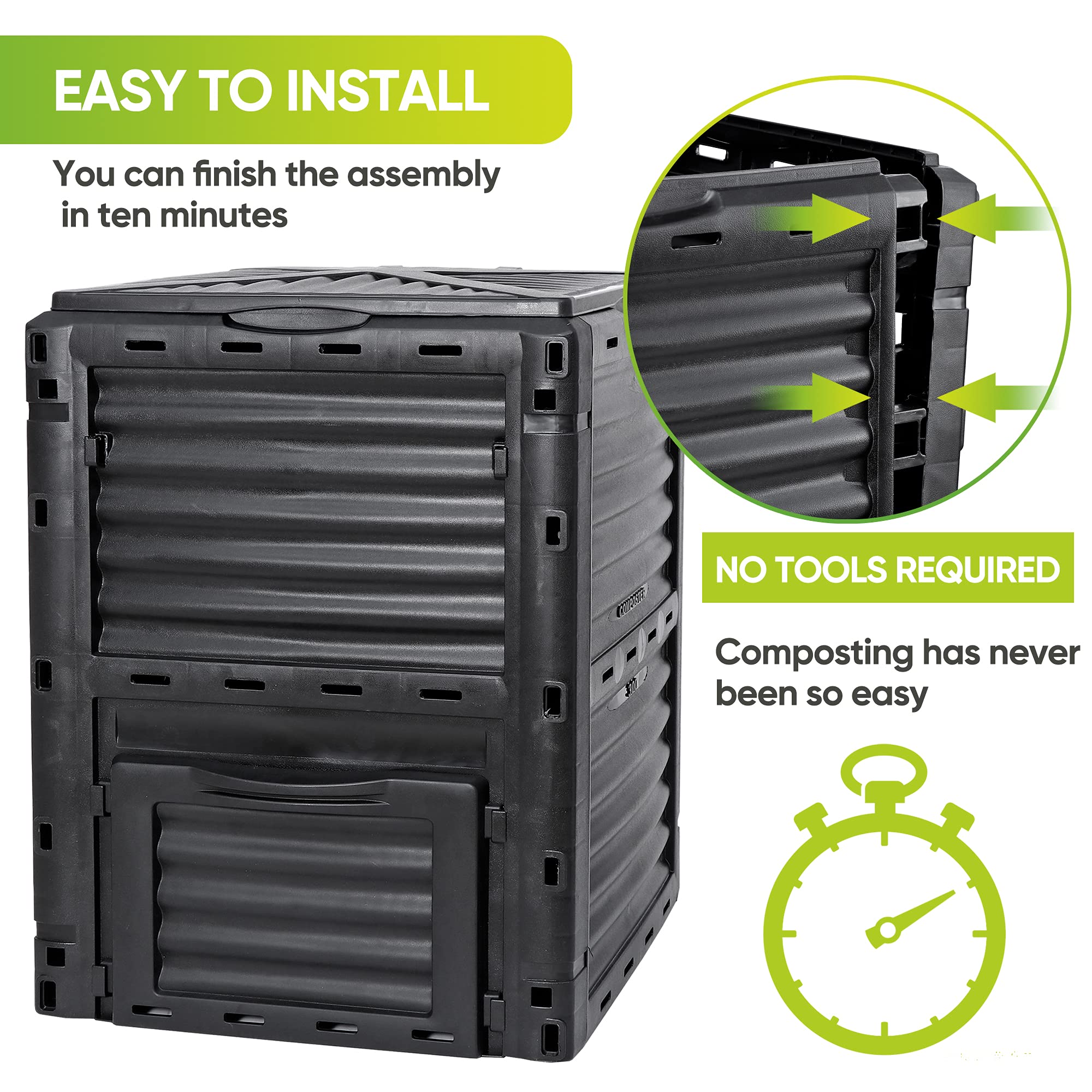 Gardening Tools: 300L Large Garden Outdoor Compost Bin Composter BPA Free Compost Barrel