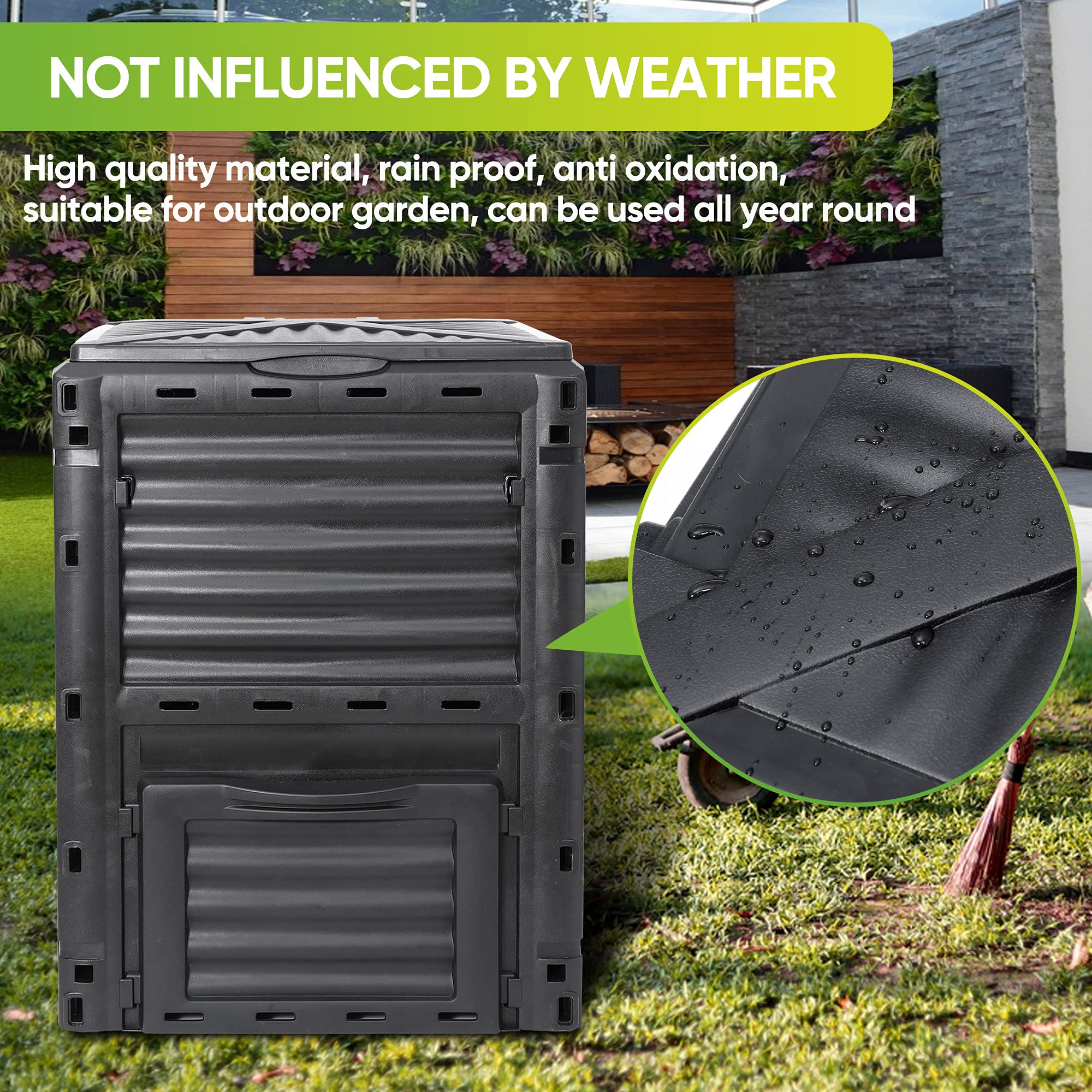 Gardening Tools: 300L Large Garden Outdoor Compost Bin Composter BPA Free Compost Barrel