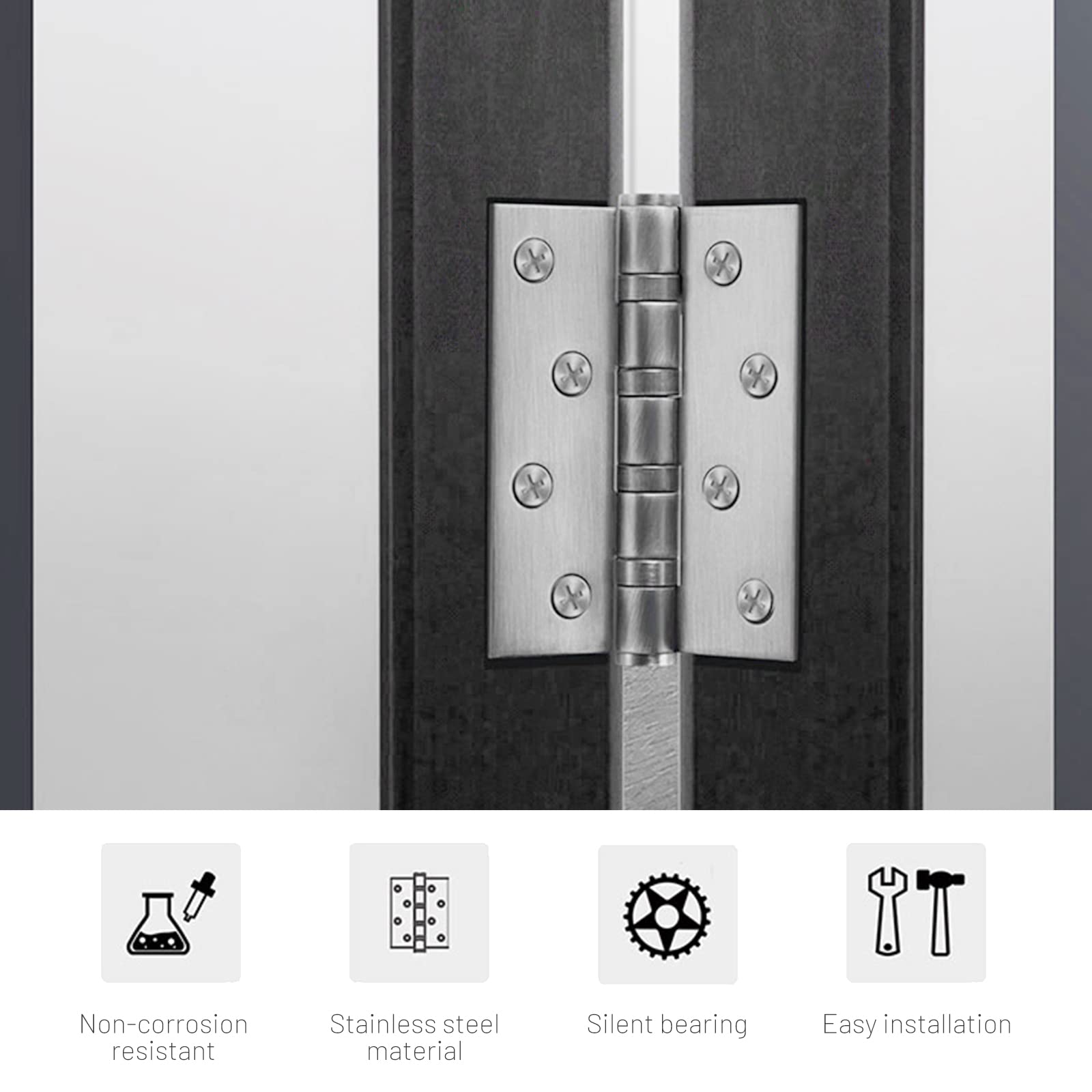 Door Hardware: 304 Flat Pin Hinge Spring 2Pack 100mm Folding Butt Door Cabinet Hinges Folding Furniture Hardware