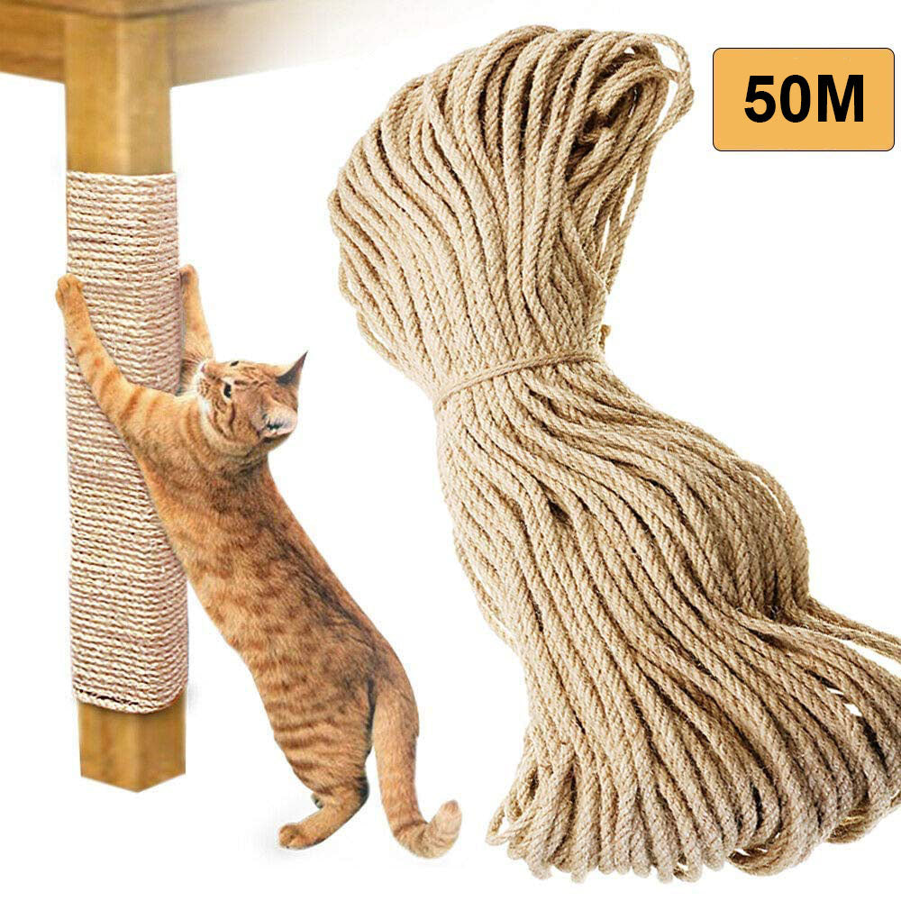 Garden Ornaments: 50m Sisal 10mm Rope Natural Twine Cord Thick Jute Hemp Manila  Crafting Home Decor